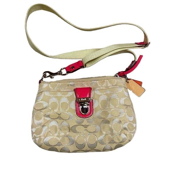 Coach Signature Pink Patent Trim Swingpack Crossbody Shoulder Bag - Picture 1 of 8